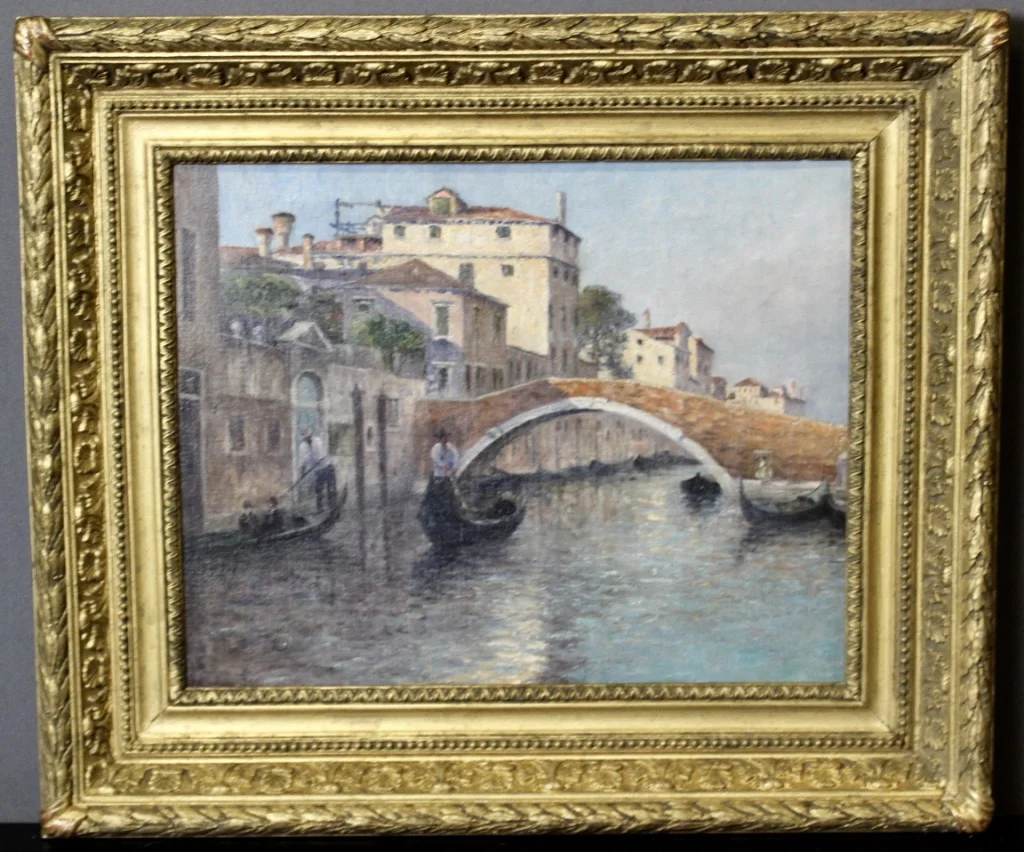 Gondoliers à Venise Par  Johannes Son , Huile Sur Toile