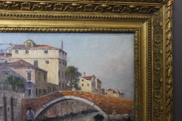 Gondoliers à Venise Par  Johannes Son , Huile Sur Toile