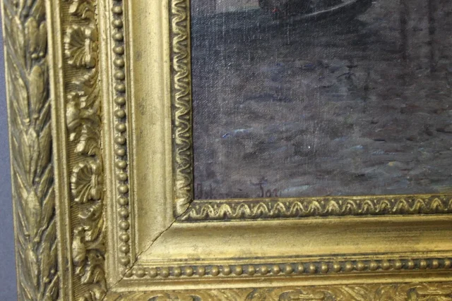 Gondoliers à Venise Par  Johannes Son , Huile Sur Toile