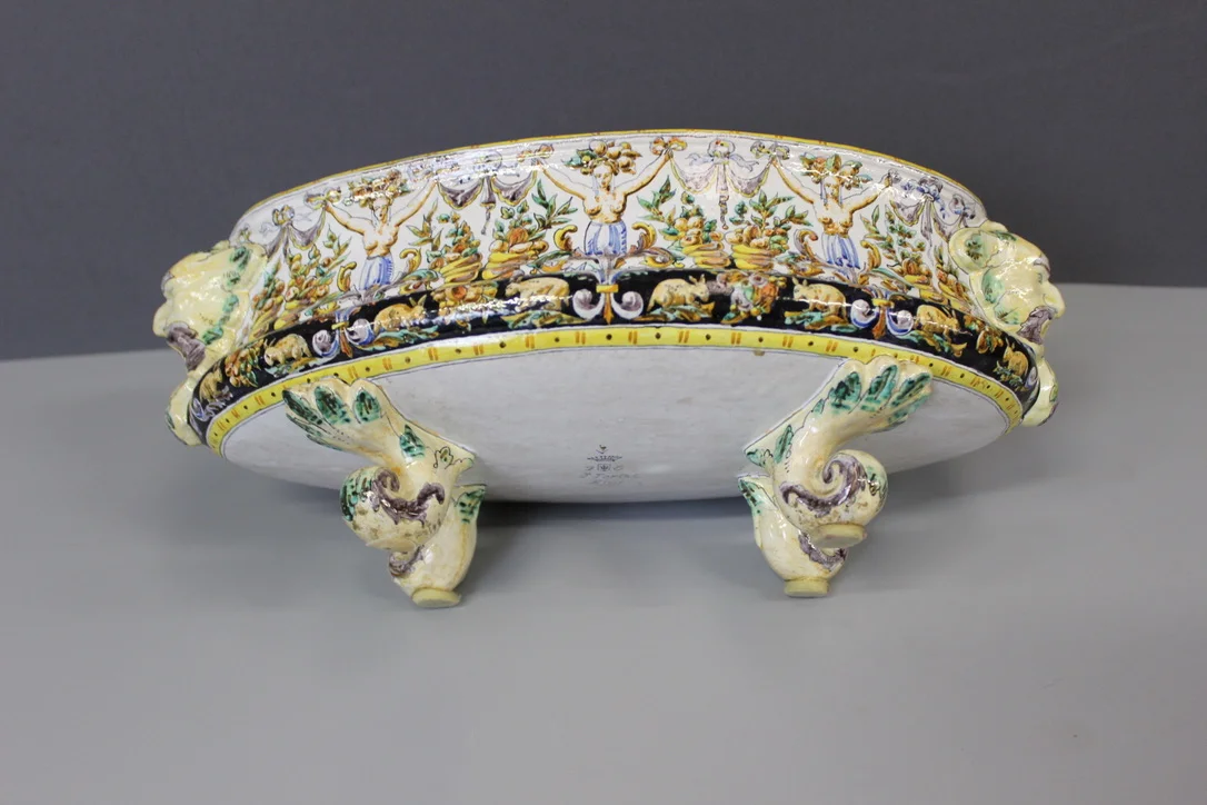 Jardinière En Faïence De Blois Par J. Tortat Fin XIX