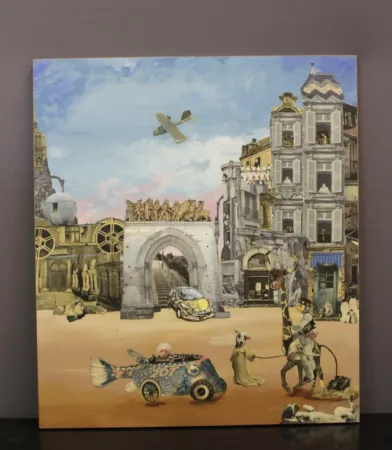 Huile Sur Panneau , Vision Surréaliste Par Jacques Deal Vers 1980
