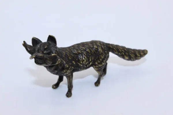 Petit Bronze  Le Renard Et Le Canard Fin XIX