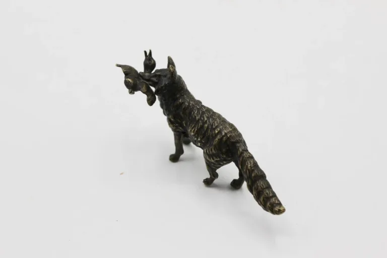Petit Bronze  Le Renard Et Le Canard Fin XIX