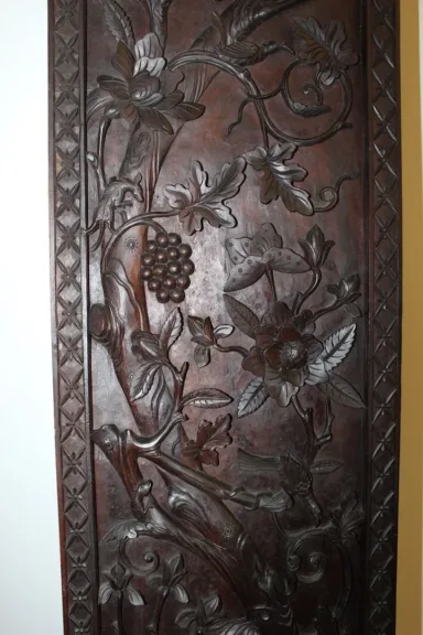 Paire De Colonnes En Bois Sculpté , Asie Fin XIX