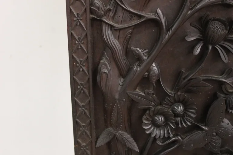 Paire De Colonnes En Bois Sculpté , Asie Fin XIX