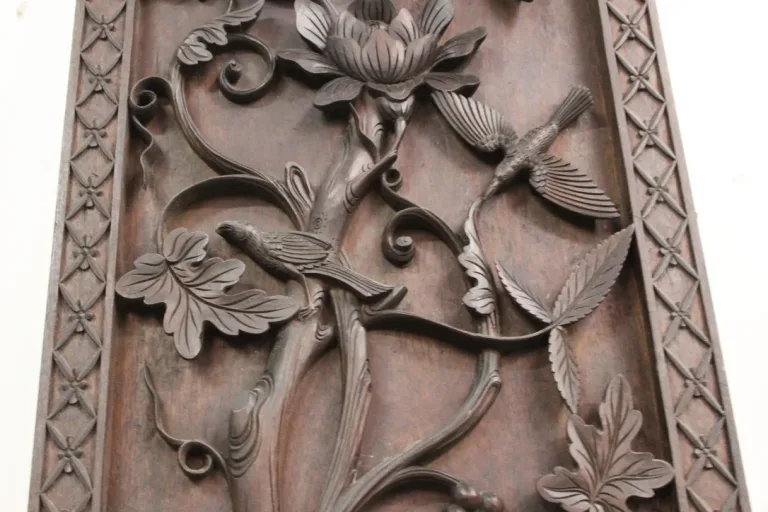Paire De Colonnes En Bois Sculpté , Asie Fin XIX