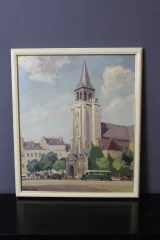 Huile Sur Carton église De Saint Germain Des Prés Par Reillac 1937