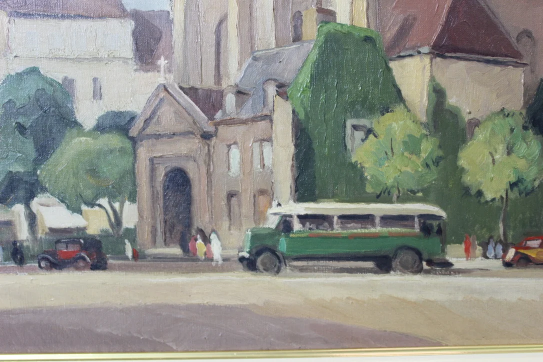 Huile Sur Carton église De Saint Germain Des Prés Par Reillac 1937