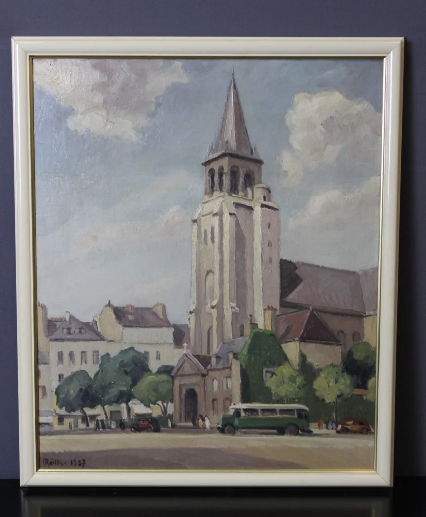 Huile Sur Carton église De Saint Germain Des Prés Par Reillac 1937