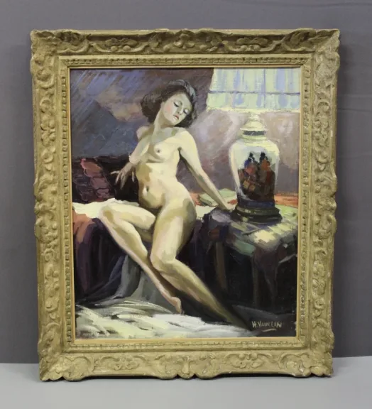 Huile Sur Toile Nu Au Vase De Chine Par Vauclin