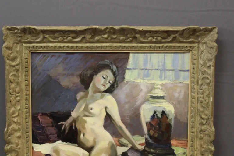 Huile Sur Toile Nu Au Vase De Chine Par Vauclin
