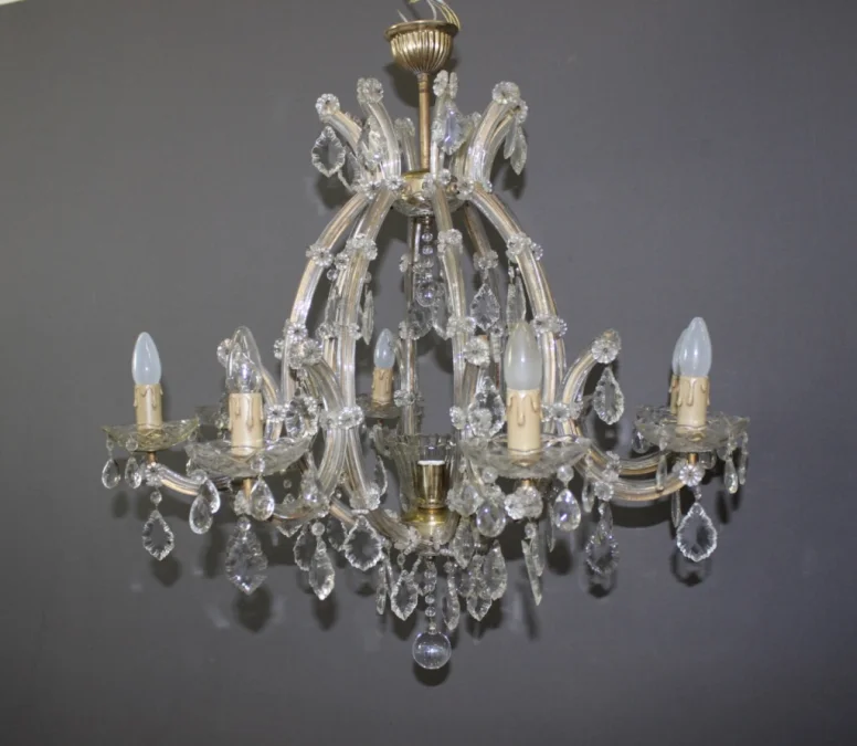 Lustre Murano à Huit Lumières Vers 1950