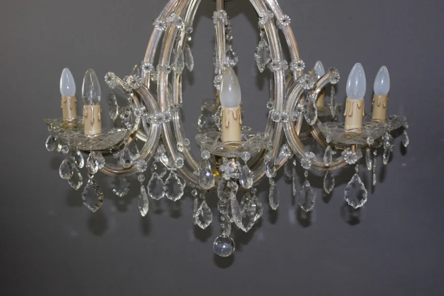 Lustre Murano à Huit Lumières Vers 1950
