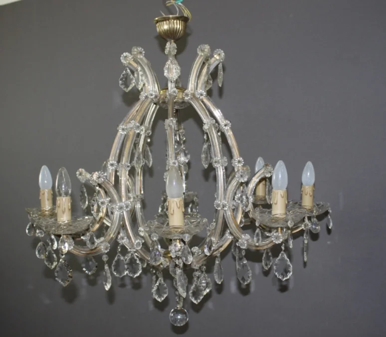 Lustre Murano à Huit Lumières Vers 1950