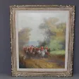 Huile Sur Toile Chasse à Cour Par Eugène Péchaubès Vers 1930