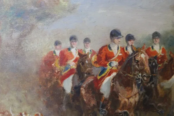 Huile Sur Toile Chasse à Cour Par Eugène Péchaubès Vers 1930