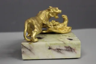 Bronze Doré , Tigre Attaquant Un Aigle Vers 1900