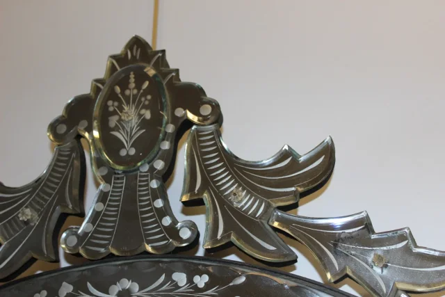 Miroir De Venise à Décor De Fleurs Vers 1950
