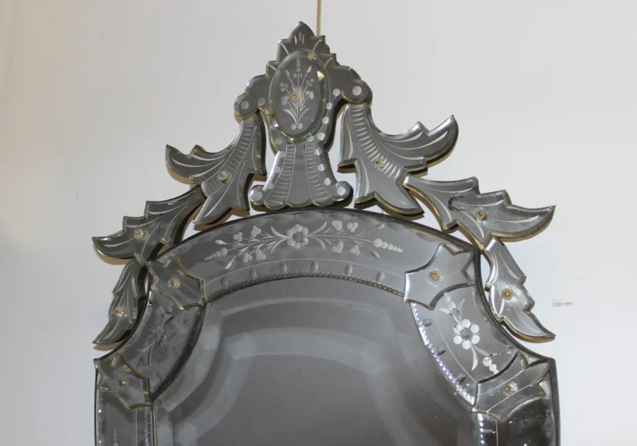 Miroir De Venise à Décor De Fleurs Vers 1950