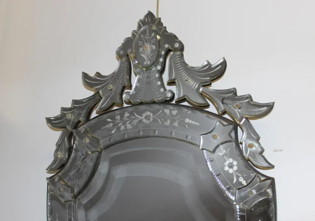 Miroir De Venise à Décor De Fleurs Vers 1950