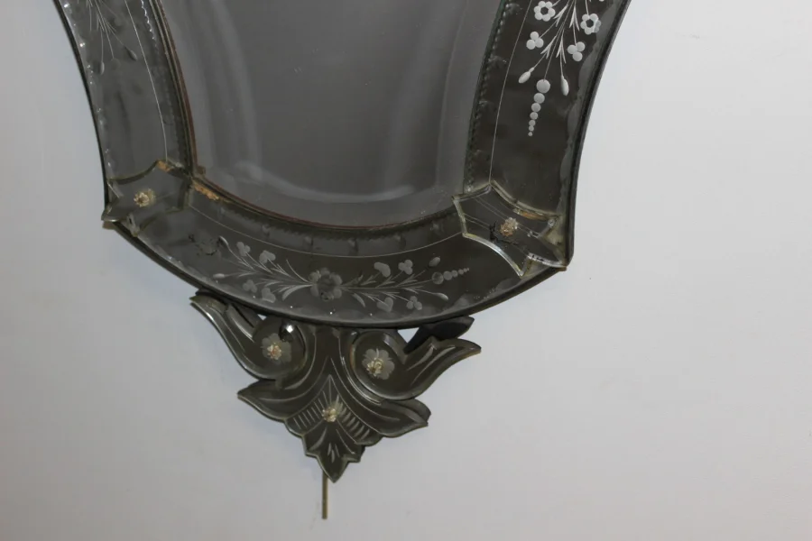 Miroir De Venise à Décor De Fleurs Vers 1950