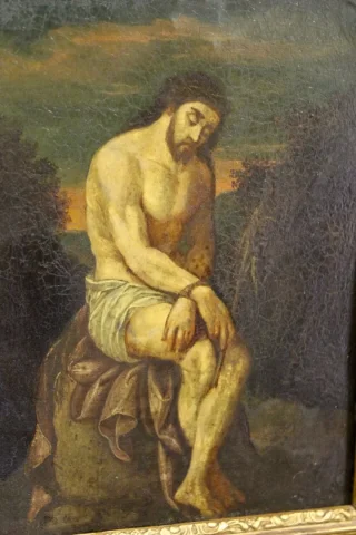 Huile Sur Cuivre Christ Au Roseau Fin XVII