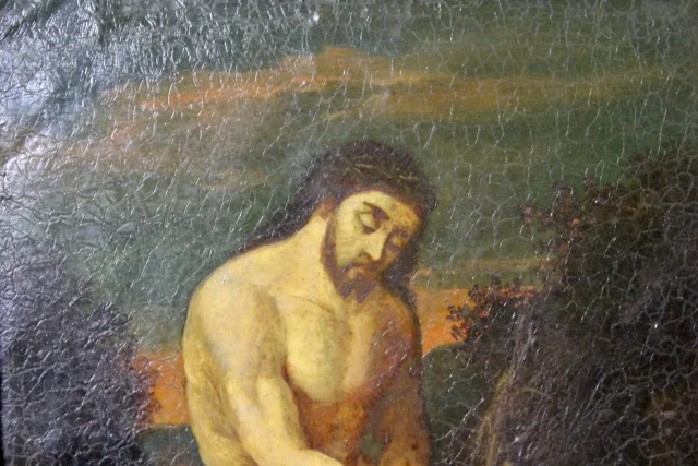 Huile Sur Cuivre Christ Au Roseau Fin XVII