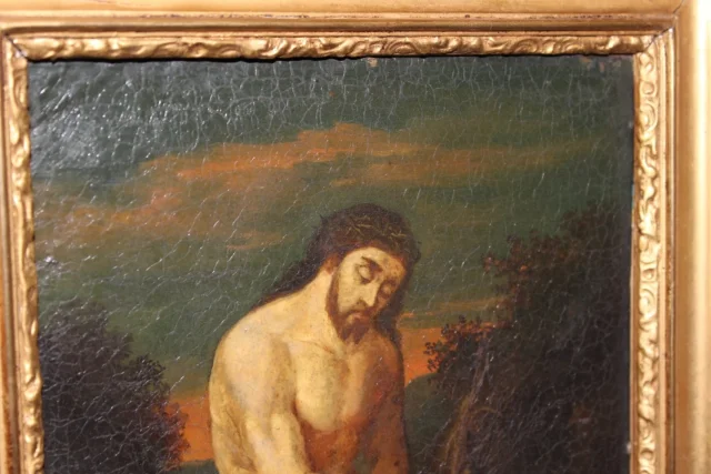 Huile Sur Cuivre Christ Au Roseau Fin XVII
