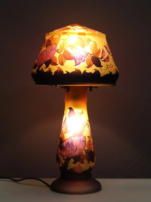 Lampe Champignon En Pâte De Verre Gallé Tip