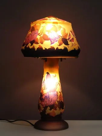 Lampe Champignon En Pâte De Verre Gallé Tip