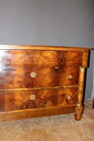 Commode Empire en noyer fin XIX