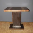 Guéridon Art déco en chêne et bronze nickelé vers 1930