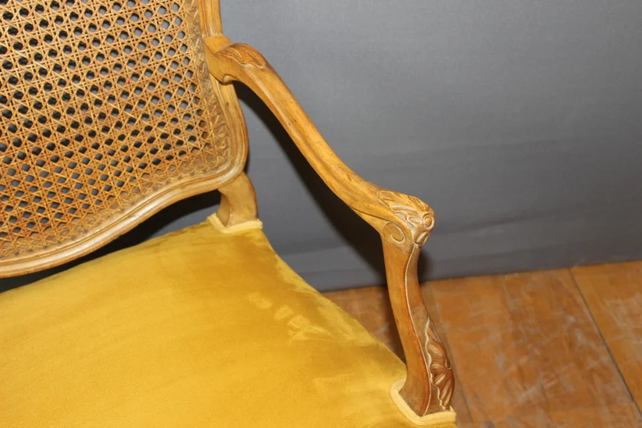 Fauteuil Régence à dos plat canné XIX