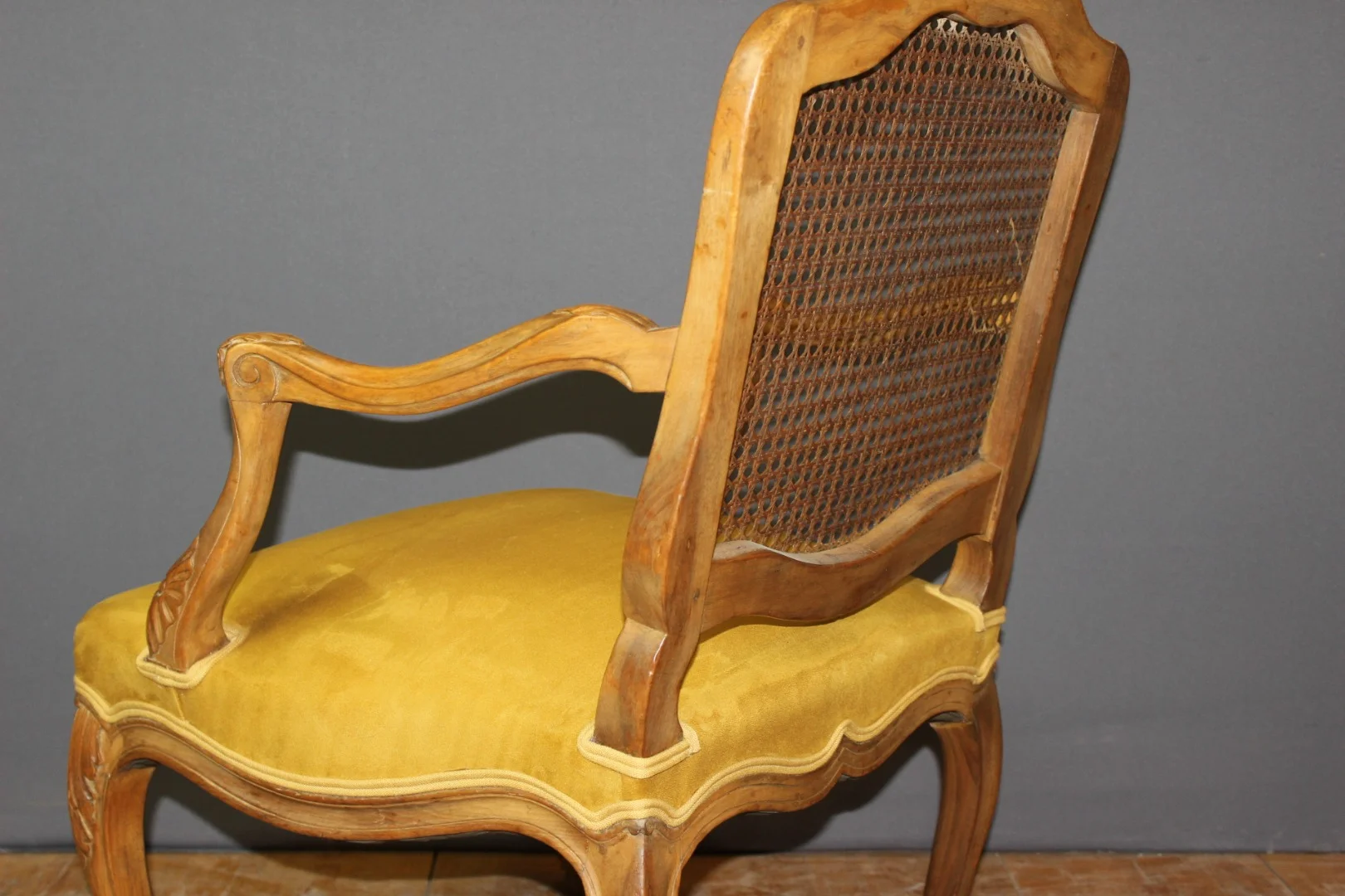 Fauteuil Régence à dos plat canné XIX