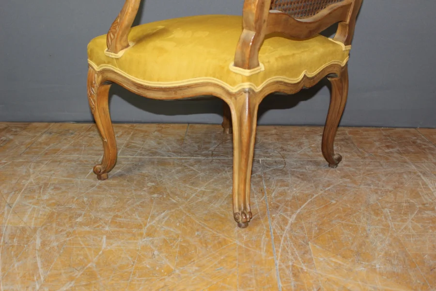 Fauteuil Régence à dos plat canné XIX