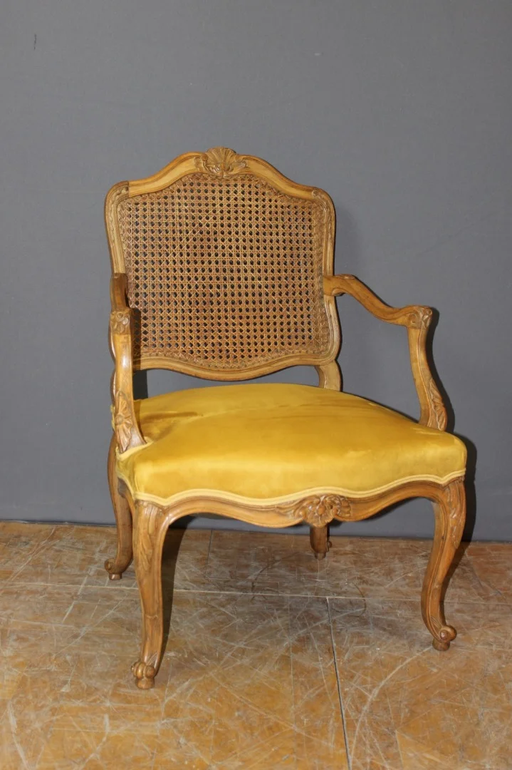 Fauteuil Régence à dos plat canné XIX