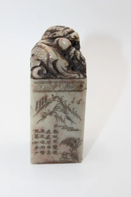 Cachet en Stéatite aux dragons vers 1900
