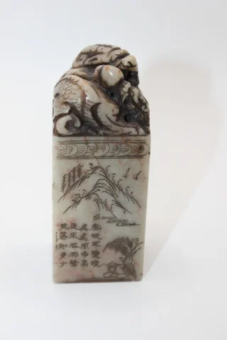 Cachet en Stéatite aux dragons vers 1900