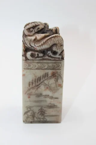 Cachet en Stéatite aux dragons vers 1900