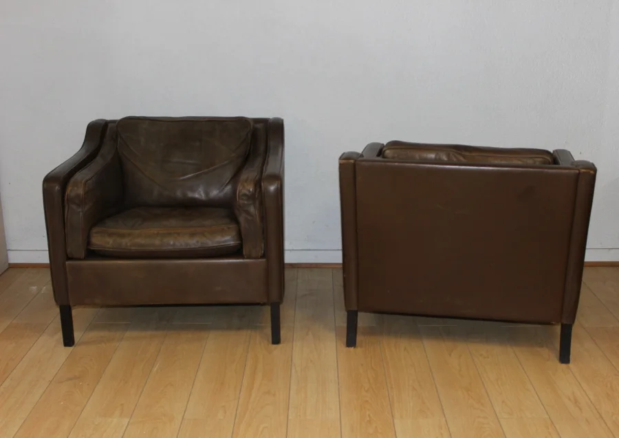 Paire de fauteuils en cuir par Borge Mogensen vers 1970