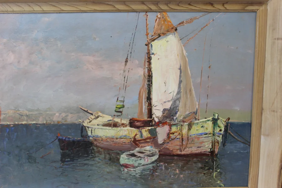 Huile sur panneau , vue de Saint Tropez par Karl Sim