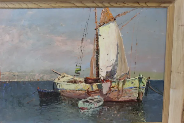 Huile sur panneau , vue de Saint Tropez par Karl Sim