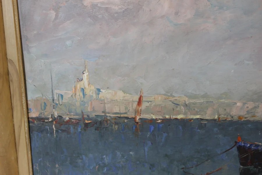 Huile sur panneau , vue de Saint Tropez par Karl Sim