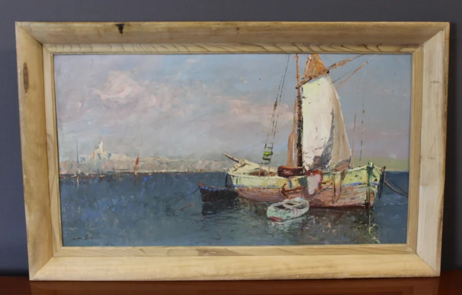 Huile sur panneau , vue de Saint Tropez par Karl Sim