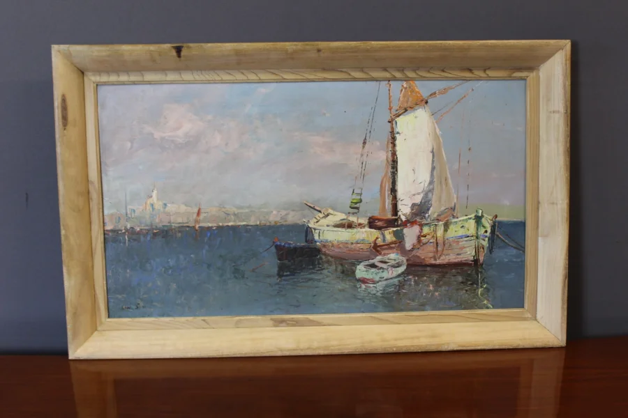 Huile sur panneau , vue de Saint Tropez par Karl Sim