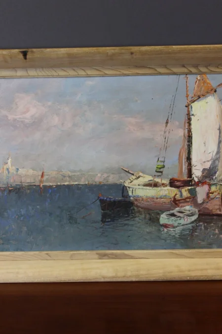 Huile sur panneau , vue de Saint Tropez par Karl Sim