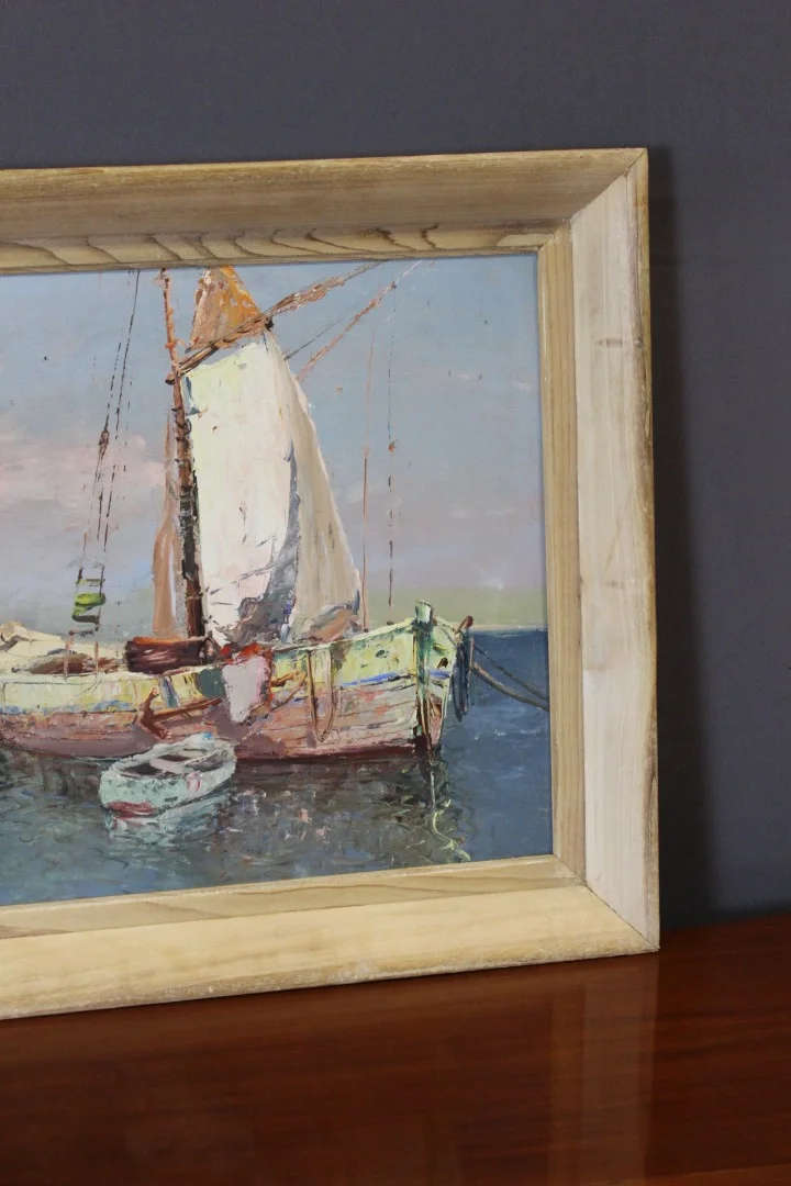 Huile sur panneau , vue de Saint Tropez par Karl Sim