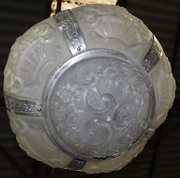 Lustre à plaques d'époque Art Déco , diamètre 52 cm vers 1930