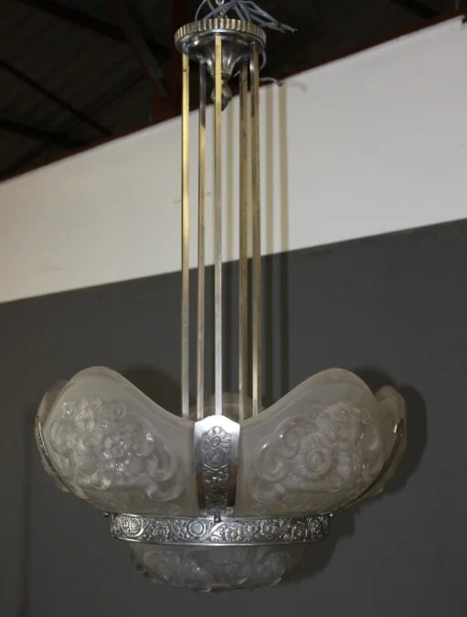 Lustre à plaques d'époque Art Déco , diamètre 52 cm vers 1930