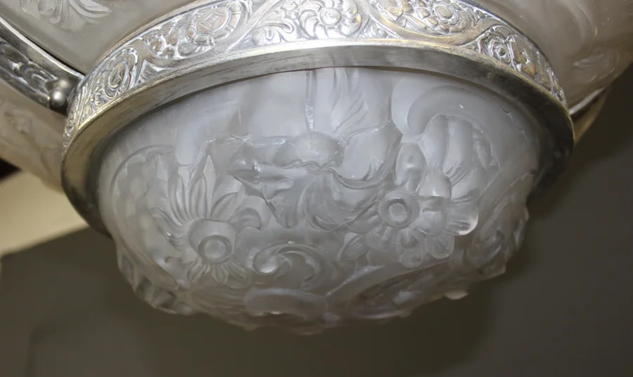 Lustre à plaques d'époque Art Déco , diamètre 52 cm vers 1930